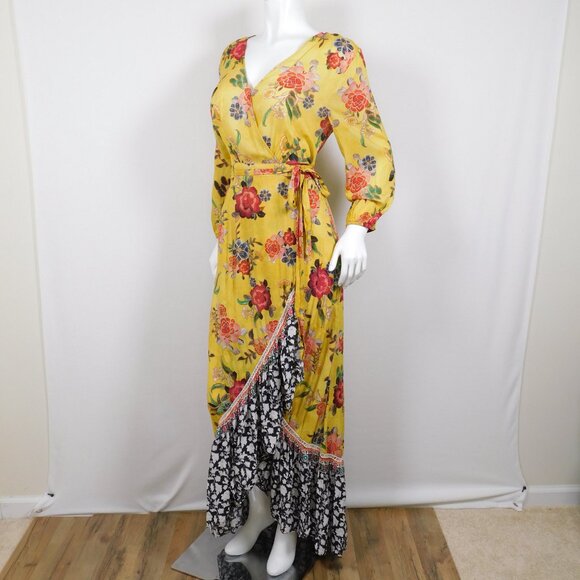 FARM Rio Sunlit Multi-Color Mixed Print Floral Maxi Wrap Dress M (2825) - Picture 2 of 7